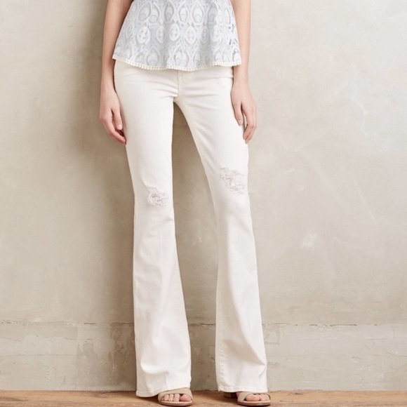 MOTHER Flare & Wide Leg Jeans in Cream - Picture 2 of 9